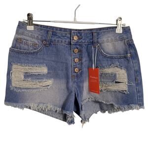 Flamingo Women's M Sexy 90's Rockabilly‎ Button Fly Distressed Cut Off Shorts
